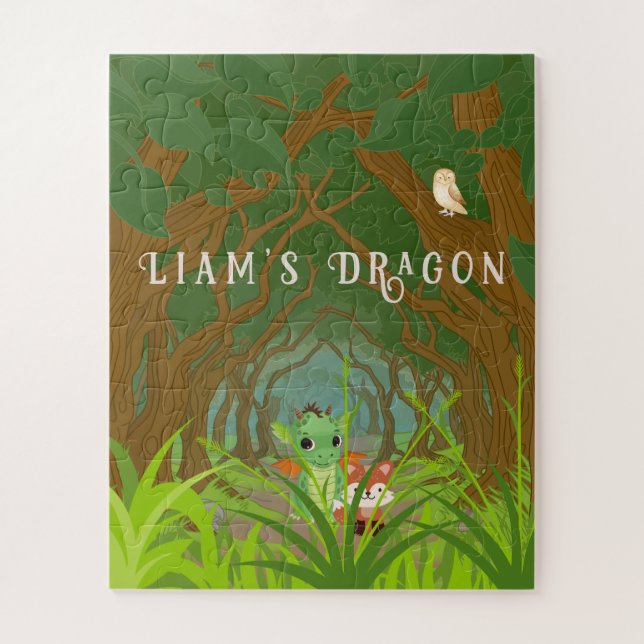 Personalisierter Drache und Freund Puzzle (Vertikal)