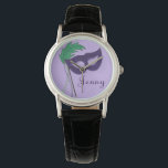 Personalisierter Drama Club Masquera Armbanduhr<br><div class="desc">Watch enthält eine originale Marker-Abbildung einer lila Maskenmaske. Personalisieren Sie einfach mit Ihrem Namen.</div>