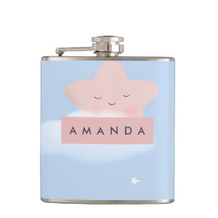 Personalisierter Dreamy Pastel Star und Cloud Patt Flachmann