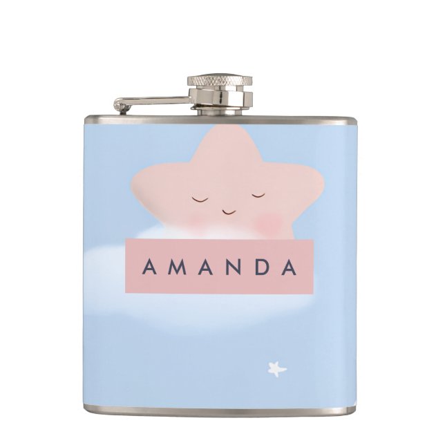 Personalisierter Dreamy Pastel Star und Cloud Patt Flachmann (Vorderseite)