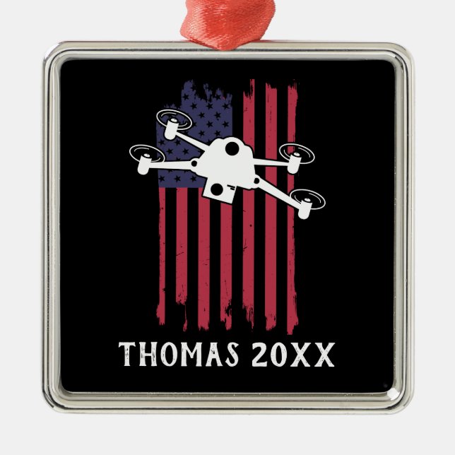 Personalisierter Drohnenpilot, Multirotor-Quadcopt Ornament Aus Metall (Vorne)