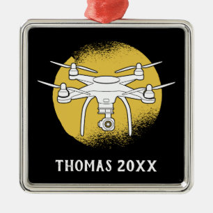 Personalisierter Drone-Pilot-Multirotor-Quadcopter Ornament Aus Metall