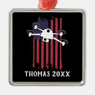 Personalisierter Drone-Pilot-Multirotor-Quadcopter Ornament Aus Metall