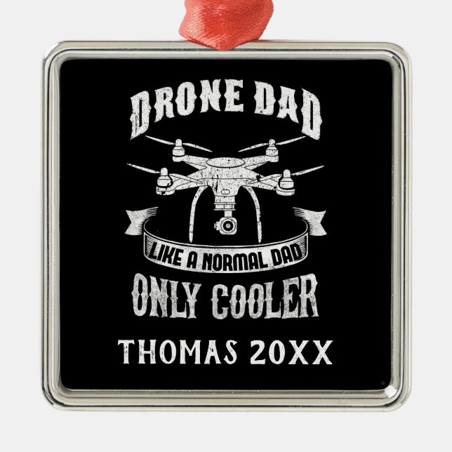 Personalisierter Drone Vater Cool Multirotor-Quadc Ornament Aus Metall (Vorne)