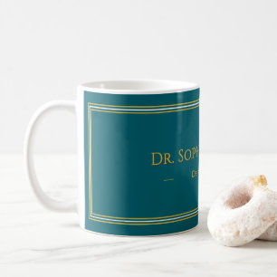 Personalisierter dunkel-türkisfarbener Gold-Name-L Kaffeetasse
