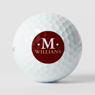 Personalisierter dunkler roter Kreis mit 1 Buchsta Golfball