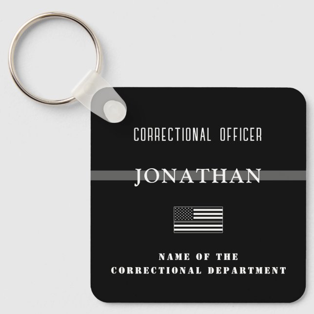 Personalisierter, dünner Silber-Line-Korrektur-Off Schlüsselanhänger (Vorderseite)