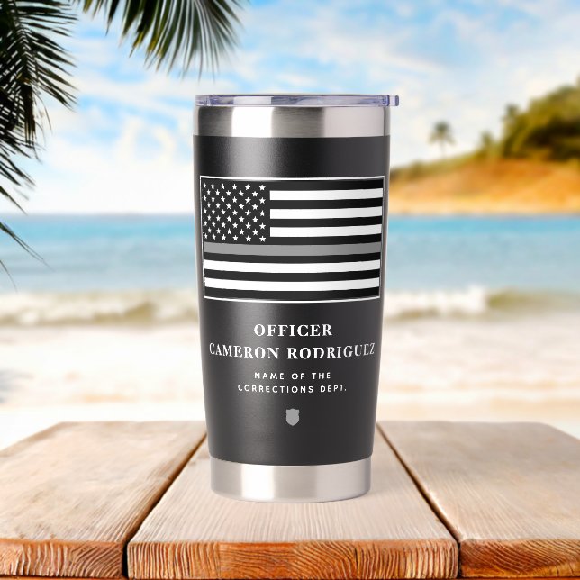 Personalisierter, dünner Silber Thermobecher (Strand)
