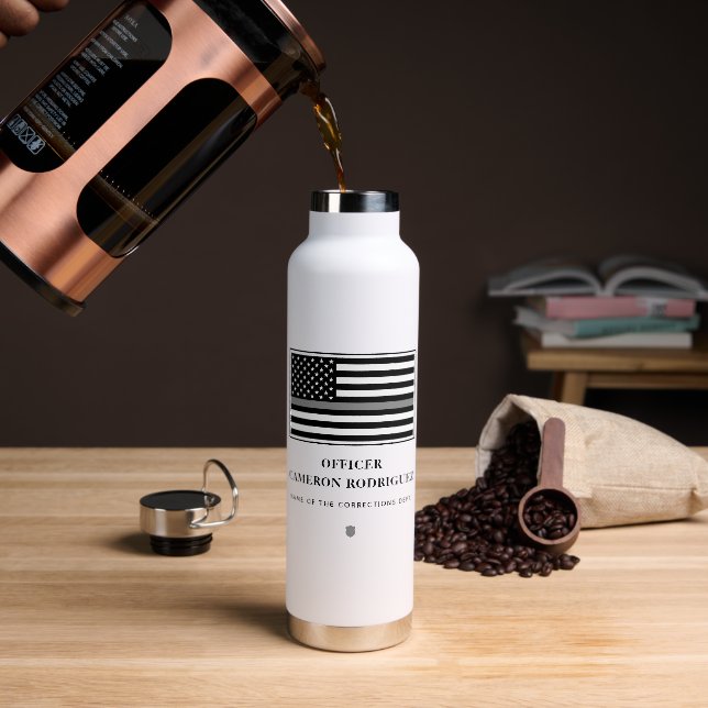 Personalisierter, dünner Silber Trinkflasche (Kaffee)