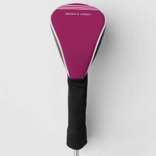 Personalisierter Dusky-Maroon mit rosa Streifen Golf Headcover