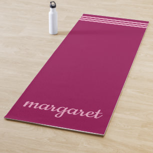 Personalisierter Dusky-Maroon mit rosa Streifen Yogamatte