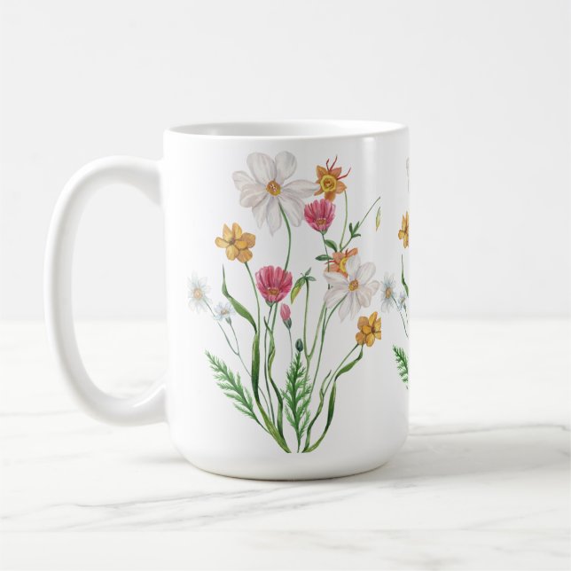 Personalisierter Edelstahl mit Wildblumen Kaffeetasse (Links)