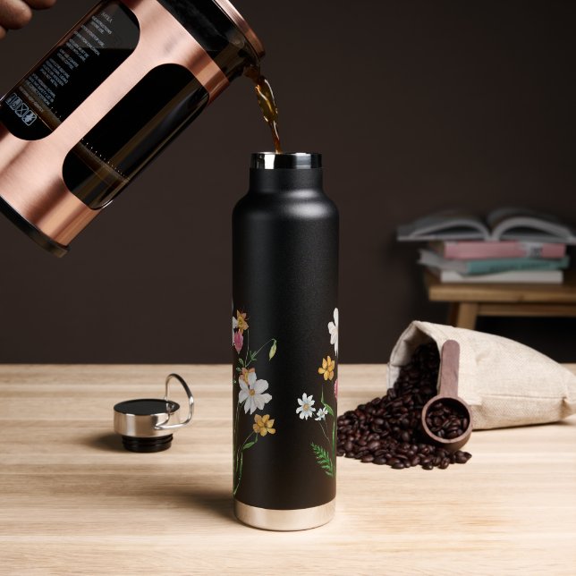 Personalisierter Edelstahl mit Wildblumen Trinkflasche (Kaffee)