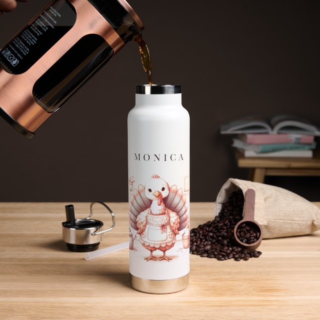 Personalisierter Edelstahl, Truthahn kochen Trinkflasche (Kaffee (gedreht))