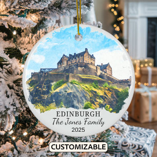 Personalisierter Edinburgh-Schmuck, Schottland-Ges Keramik Ornament