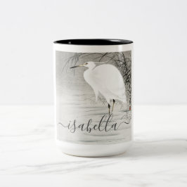 Personalisierter Egret Coastal Bird Zweifarbige Tasse
