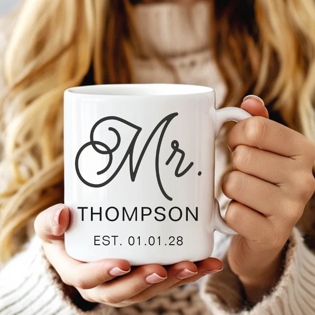 Personalisierter Ehemann und Ehefrau Becher Hochze Kaffeetasse (Elegant Mr and Mrs Coffee Mug Wedding Gift, Custom Couple Mug Birthday Gift for Wife and Husband)