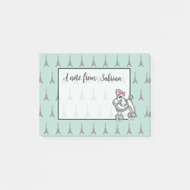 Personalisierter Eiffelturm Französischer Poodle N Post-it Klebezettel (Vorderseite)