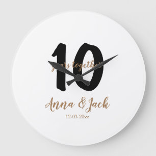 personalisierter einfacher 10-jähriger Hochzeitsta Große Wanduhr