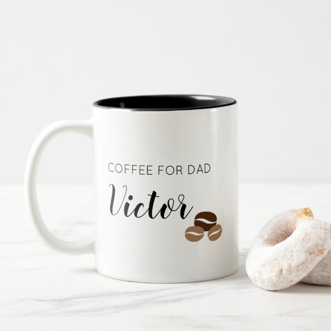 Personalisierter einfacher Kaffee für Papa Zweifarbige Tasse (Mit Donut)