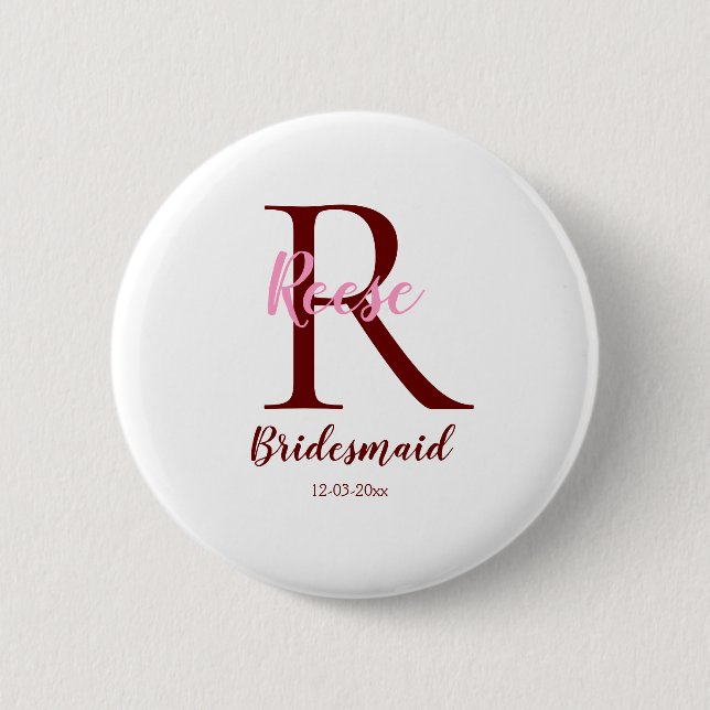 personalisierter einfacher Name in Monogramm Button (Vorderseite)
