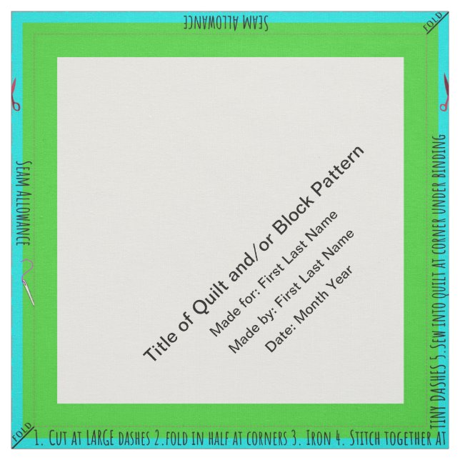 Personalisierter einfacher Quilt-Label-Corner Stoff (Muster)