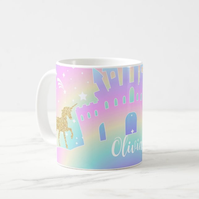 Personalisierter Einhorn-Becher - Geschenk für Ein Kaffeetasse (Vorderseite Links)