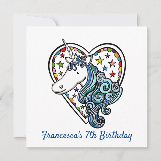 Personalisierter Einhorn-Kindergeburtstag (Vorderseite)