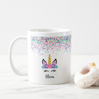 Personalisierter Einhorn-Konfetti-Becher – Pünktch Kaffeetasse