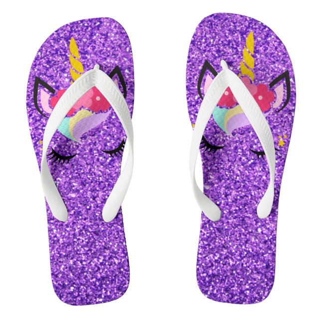 Personalisierter Einhorn Purp Glitzer Flipflop San (Fußbett)