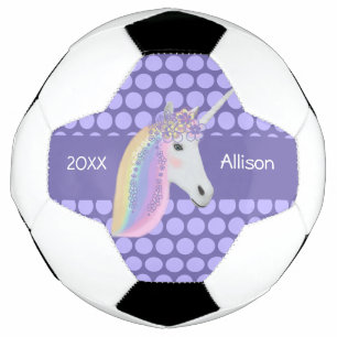Personalisierter Einhorn-Regenbogen-Lila Fußballb Fußball