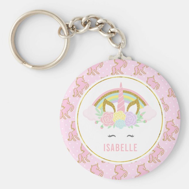 Personalisierter Einhorn-Schlüsselanhänger Schlüsselanhänger (Vorne)