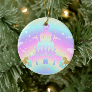 Personalisierter Einhorn-Weihnachtsschmuck Keramik Ornament