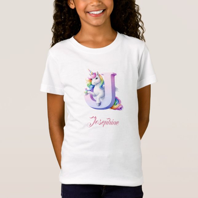 Personalisierter Einhorngeburtsbrief T - Shirt J (Vorderseite)