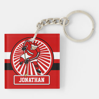 Personalisierter Eis-Hockeyspieler Schlüsselanhänger