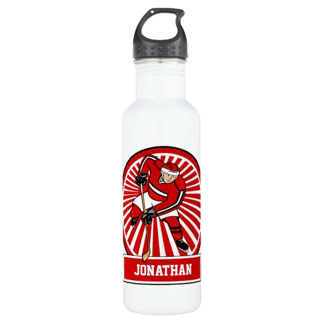 Personalisierter Eis-Hockeyspieler Trinkflasche (Vorderseite)