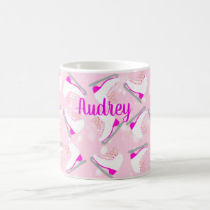 Personalisierter Eis-Skate-Muster Pink Abbildung S Kaffeetasse