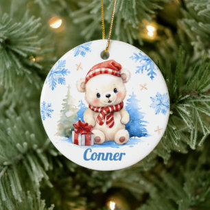 Personalisierter Eisbär Keramik Ornament