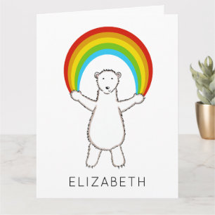Personalisierter Eisbär und Regenbogen Geburtstag Karte