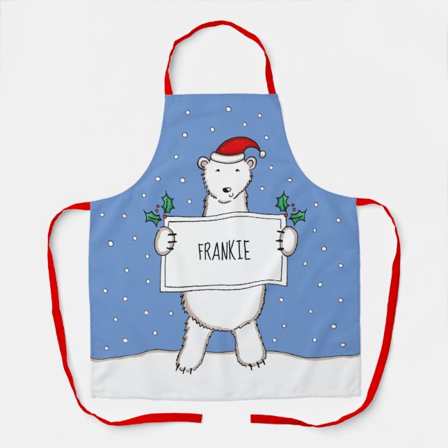 Personalisierter Eisbär Weihnachten Schürze (Vorderseite)