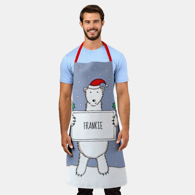 Personalisierter Eisbär Weihnachten Schürze (Getragen)