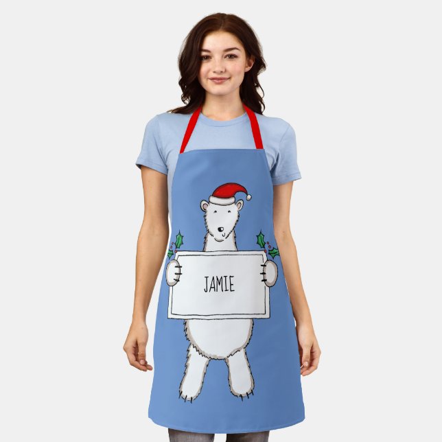 Personalisierter Eisbär Weihnachten Schürze (Getragen)