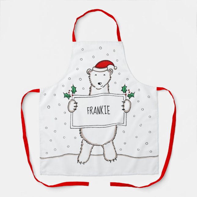 Personalisierter Eisbär Weihnachten Schürze (Vorderseite)