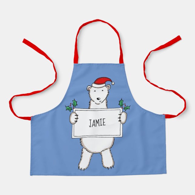 Personalisierter Eisbär Weihnachten Schürze (Vorderseite)