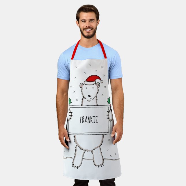 Personalisierter Eisbär Weihnachten Schürze (Getragen)