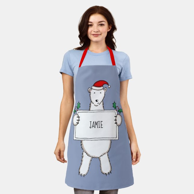 Personalisierter Eisbär Weihnachten Schürze (Getragen)
