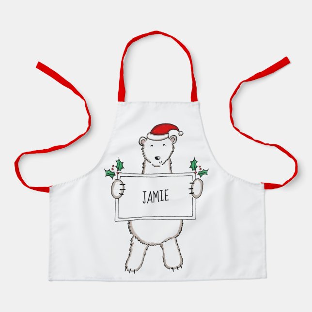 Personalisierter Eisbär Weihnachten Schürze (Vorderseite)