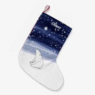Personalisierter Eisbär Weihnachtssocken Kleiner Weihnachtsstrumpf