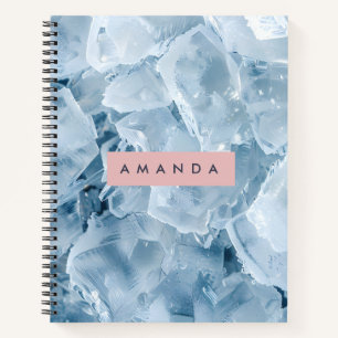 Personalisierter Eisblauer Kristall & Mattierter P Notizbuch