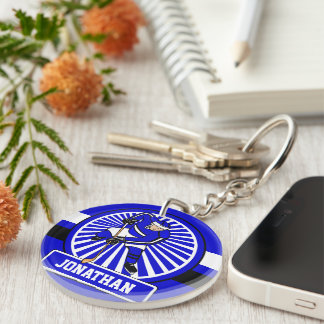 Personalisierter Eishockey-Spieler Blue Schlüsselanhänger